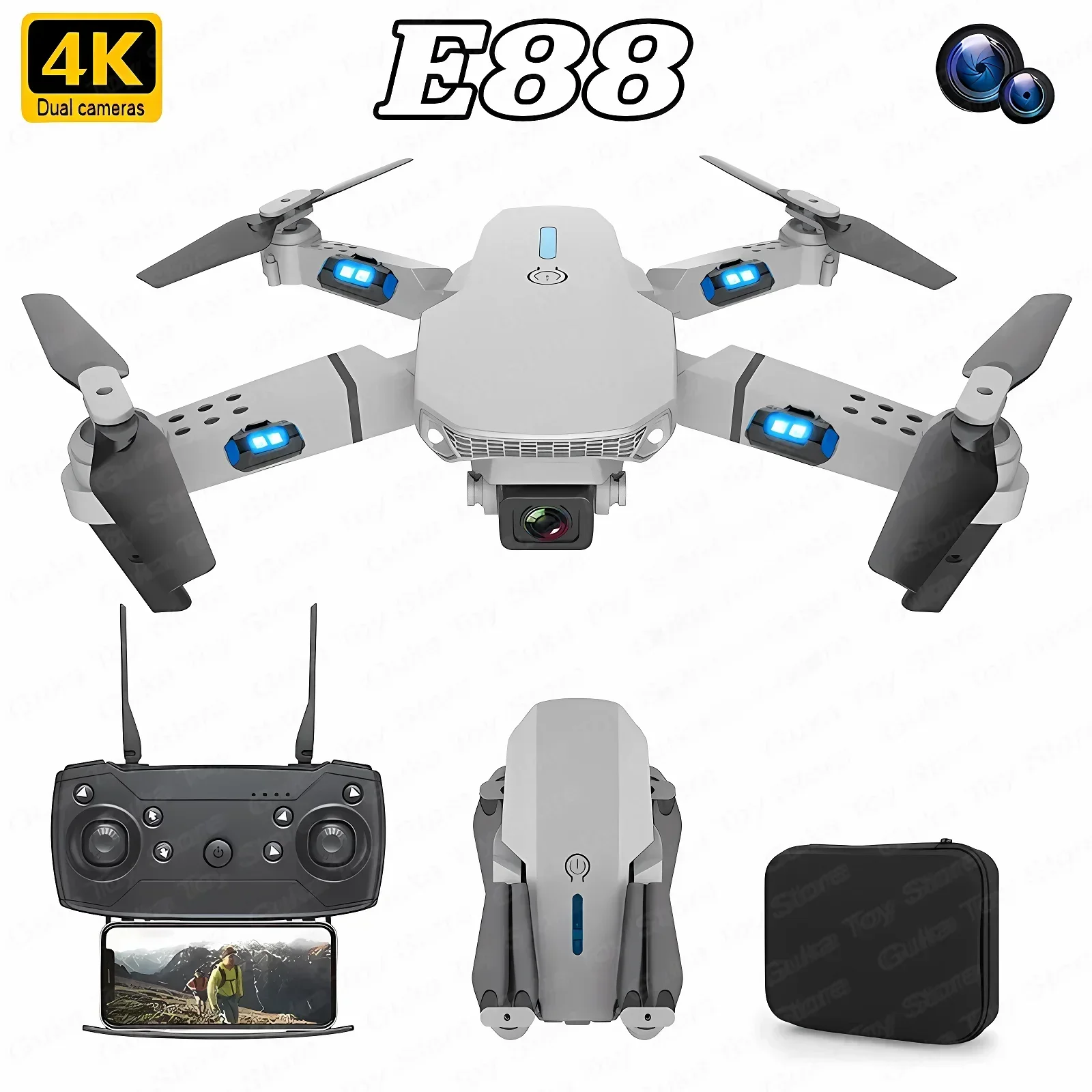 E88 Pro WIFI FPV الطائرة بدون  - مراجعة Drone Camera Night Vision وسعره